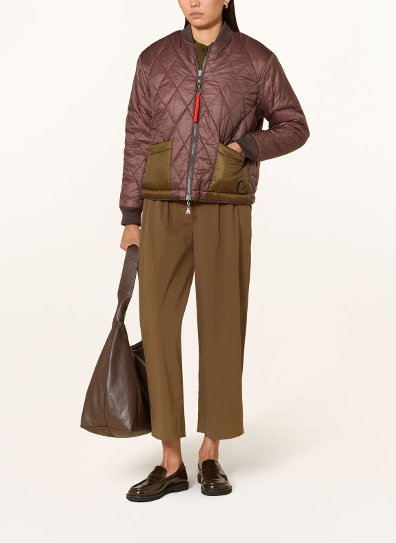 No.1 Como BOZEN Reversible Bomber jacket in a Mix of Materials BROWN / CREAM / KHAKI