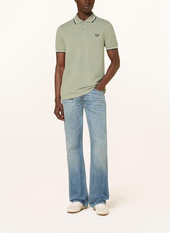 FRED PERRY Piqué poloshirt LICHTGROEN / DONKERBLAUW / WIT