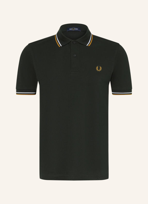 FRED PERRY Piqué-Poloshirt DUNKELGRÜN / BEIGE / HELLGRAU