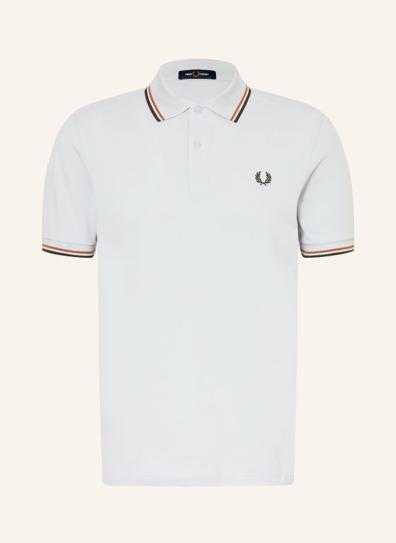 FRED PERRY Piqué-Poloshirt HELLBLAU / CAMEL / SCHWARZ