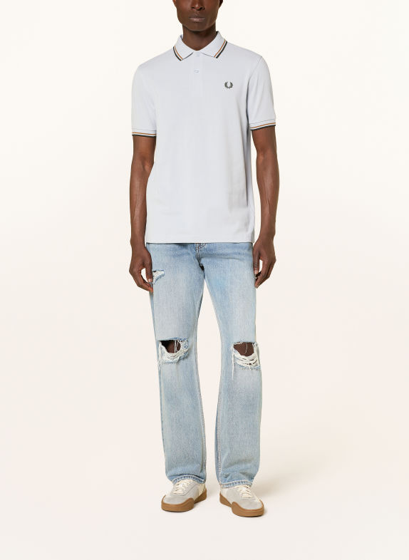 FRED PERRY Piqué poloshirt LICHTBLAUW / CAMEL / ZWART