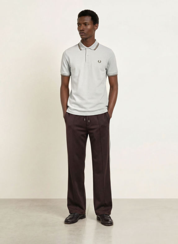 FRED PERRY Piqué poloshirt LICHTGRIJS / OLIJF
