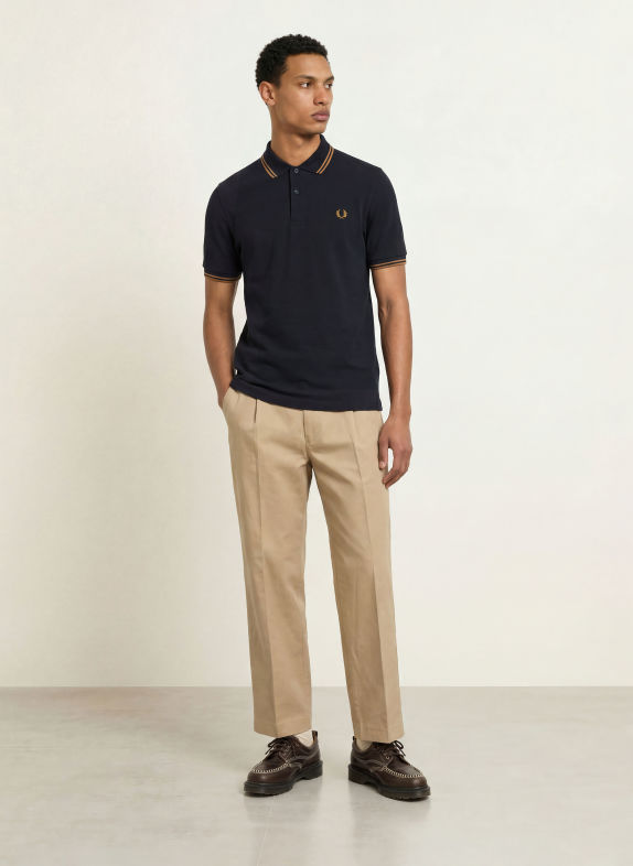 FRED PERRY Piqué poloshirt DONKERBLAUW / BRUIN