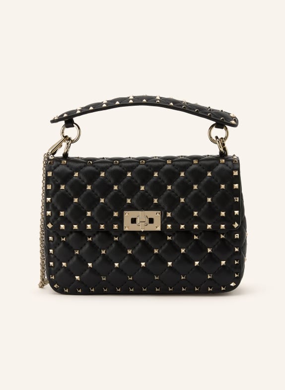 VALENTINO GARAVANI Torba na ramię ROCKSTUD SPIKE MEDIUM CZARNY / PLATYNOWY