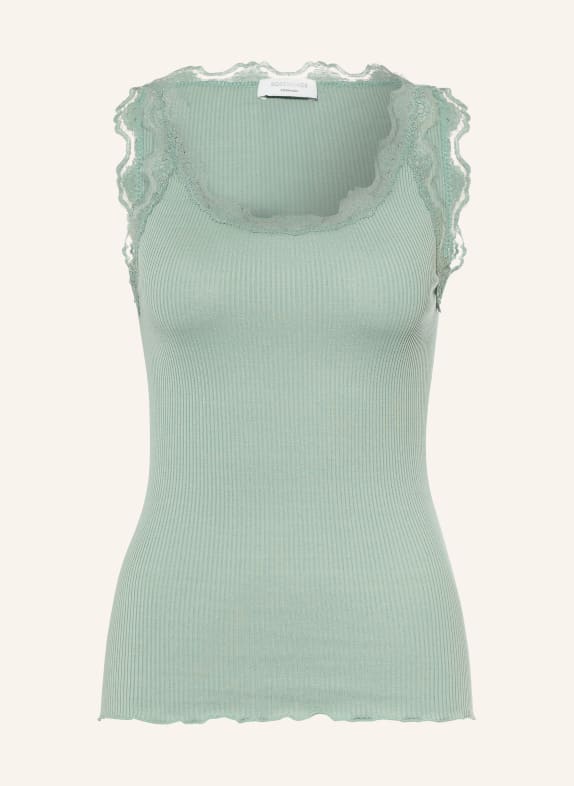 rosemunde Silk top BABETTE with lace LIGHT GREEN