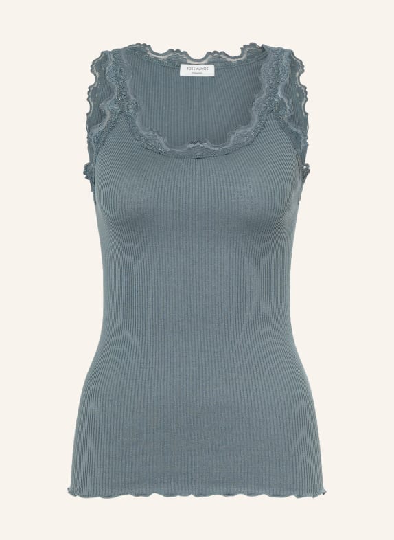 rosemunde Silk top BABETTE with lace TEAL