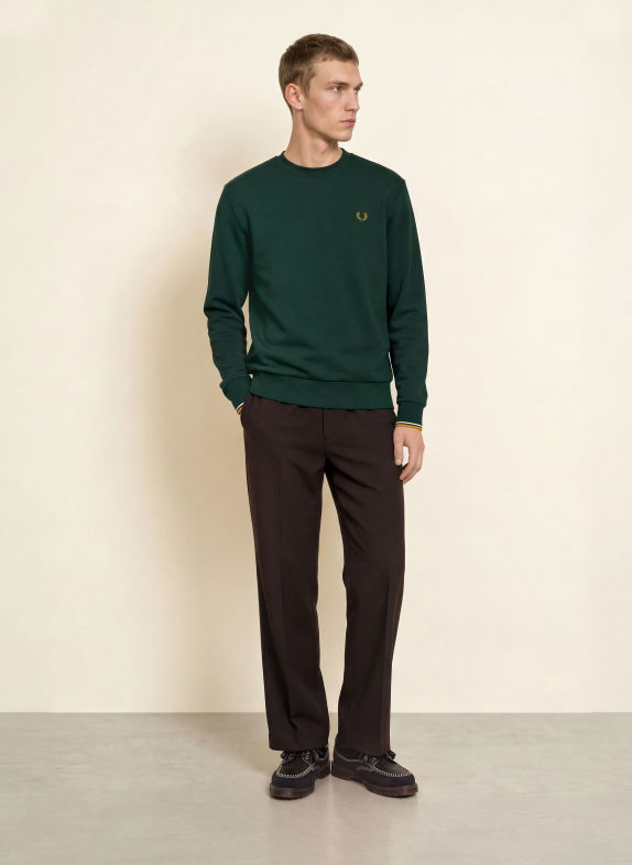 FRED PERRY sweatshirt DONKERGROEN / KAKI / WIT