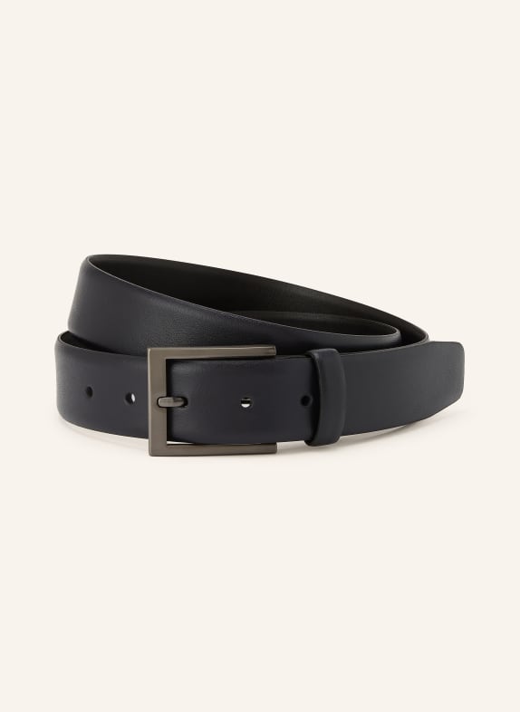 STROKESMAN'S ceinture en cuir BLEU FONCÉ / PLATINE