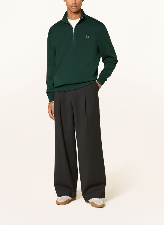 FRED PERRY Sweatshirt met capuchon DONKERGROEN / KAKI / WIT