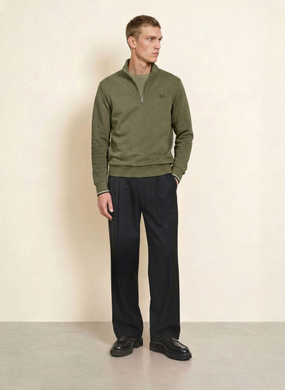 FRED PERRY Sweatshirt met capuchon OLIJF / LICHTGRIJS / DONKERBLAUW