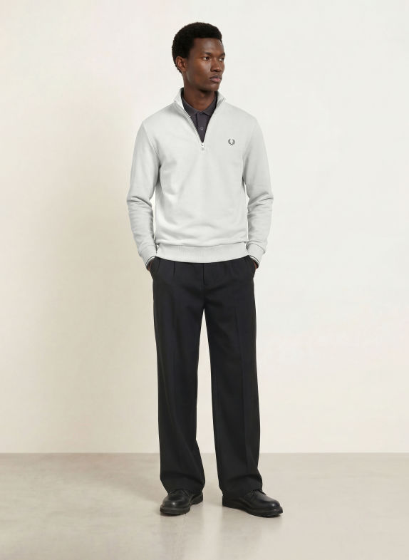 FRED PERRY Sweatshirt met capuchon LICHTGRIJS / OLIJF