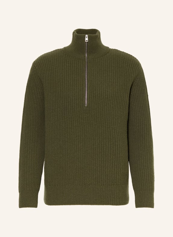 CLOSED Half-zip sweater DARK GREEN