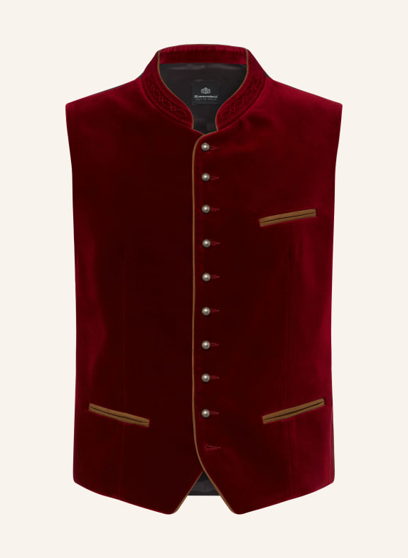 Hammerschmid Trachten waistcoat ALBRECHT made of velvet DARK RED / BLACK