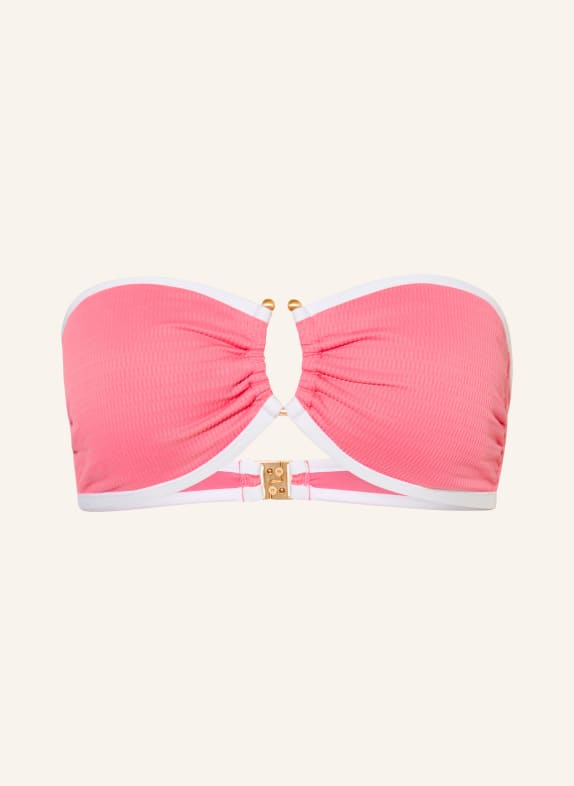 SEAFOLLY Bandeau bikiny BEACH BOUND RŮŽOVÁ / BÍLÁ