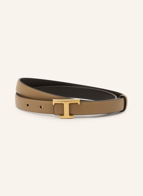 TOD'S Lederen riem om te keren CAMEL / GOUD