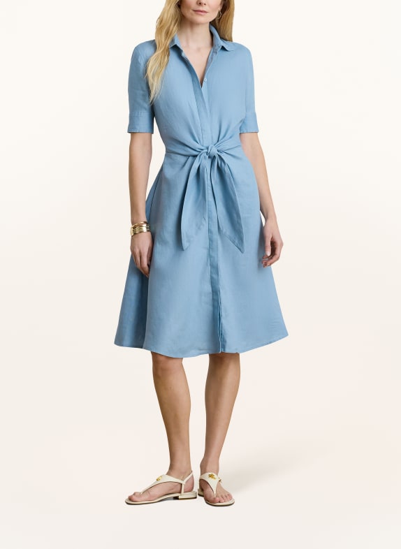 LAUREN RALPH LAUREN Hemdblusenkleid aus Leinen HELLBLAU