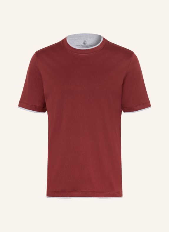 BRUNELLO CUCINELLI T-shirt CIEMNOCZERWONY / SZARY