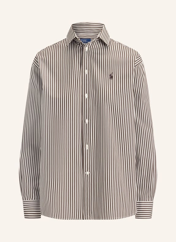 POLO RALPH LAUREN chemise MARRON FONCÉ / BLANC
