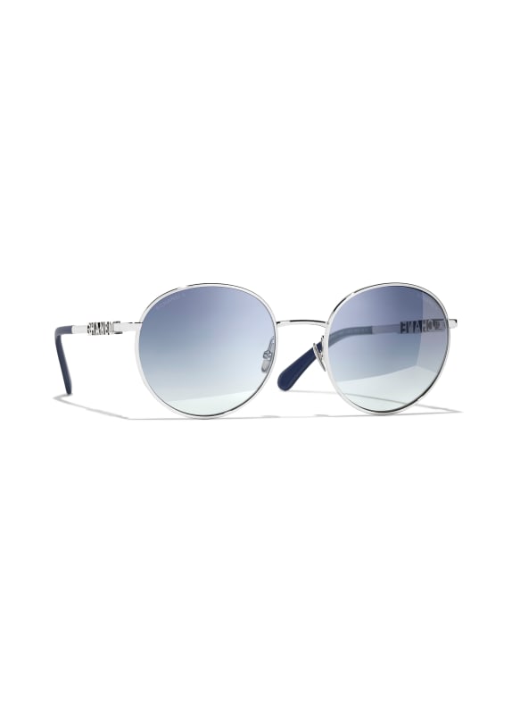 CHANEL Round sunglasses SILVER/ GREY GRAD BLUE MIRROR SILVER