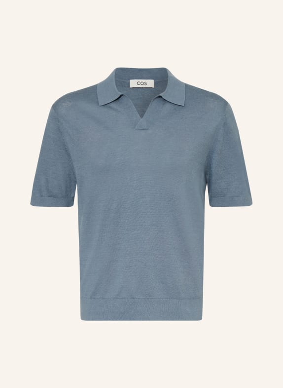 COS Strick-Poloshirt Loose Fit aus Leinen BLAUGRAU