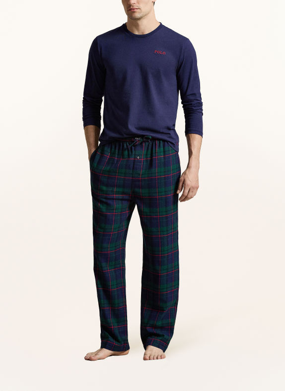 POLO RALPH LAUREN Pyjama en flanelle BLEU FONCÉ