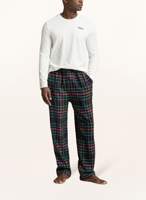 POLO RALPH LAUREN Pyjama en flanelle BLEU FONCÉ / VERT / BLANC
