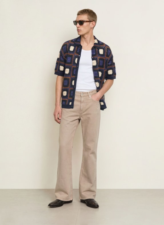 ALLSAINTS Gebreid overshirt MANDON DONKERBLAUW / BRUIN / ECRU