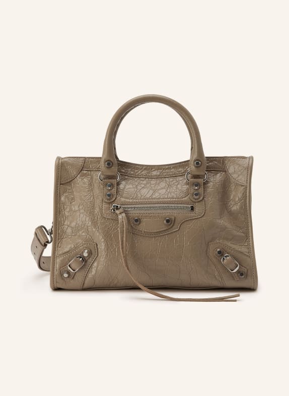 BALENCIAGA Torebka LE CITY SMALL z nitami BEŻOWY / SREBRNY