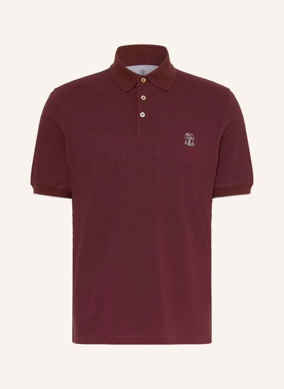 BRUNELLO CUCINELLI Piqué polo shirt DARK RED