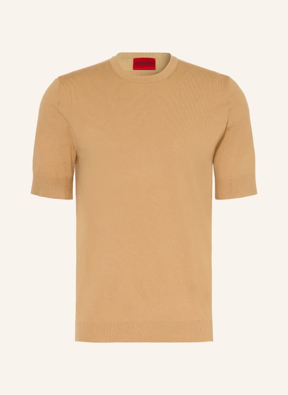 HUGO Gebreid shirt SAN CARL CAMEL