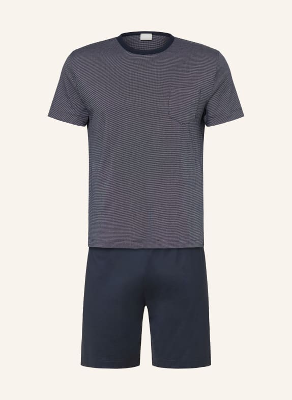 mey Shorty-pyjama serie STRUKTUR DONKERBLAUW/ WIT GESTREEPT