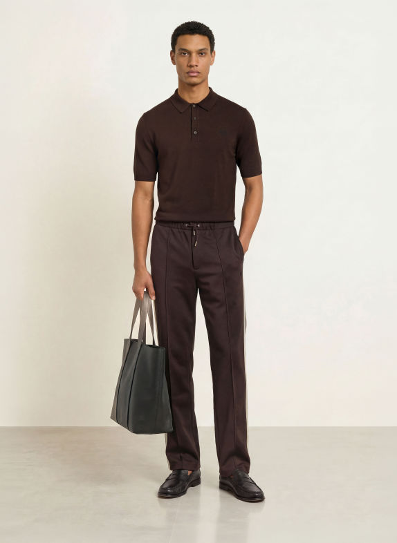 FRED PERRY Koszulka polo z dzianiny CIEMNOBRĄZOWY
