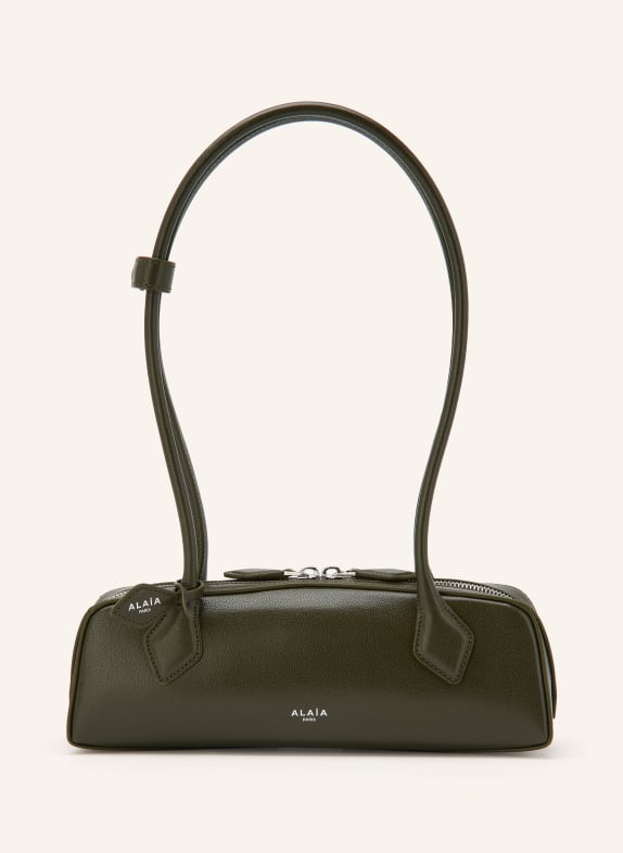 ALAÏA Schultertasche LE TECKEL SMALL OLIV / SILBER