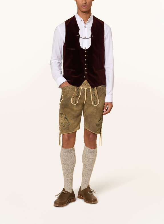 Johann & Johanna Traditioneel gilet van fluweel DONKERROOD / BRUIN