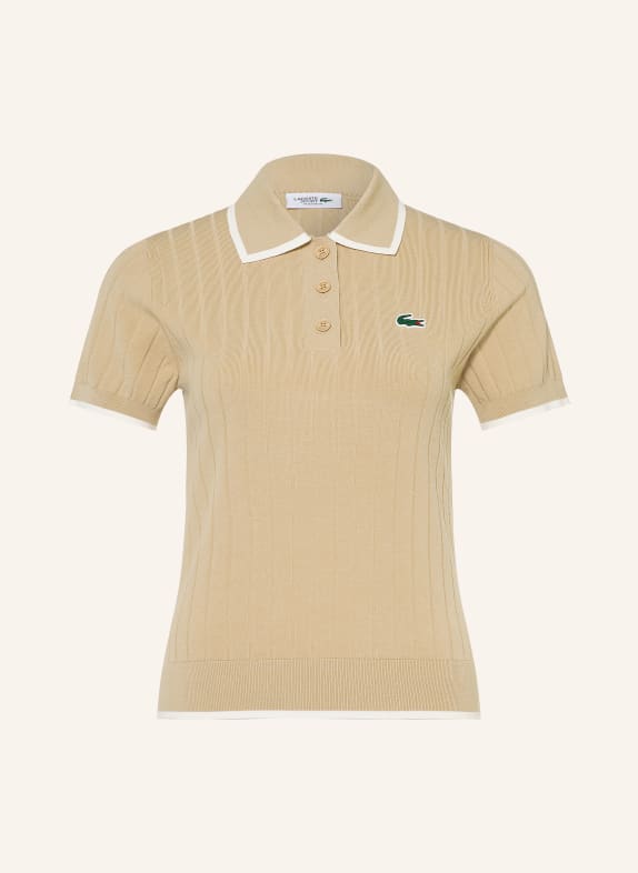 LACOSTE Functioneel poloshirt BEIGE / WIT