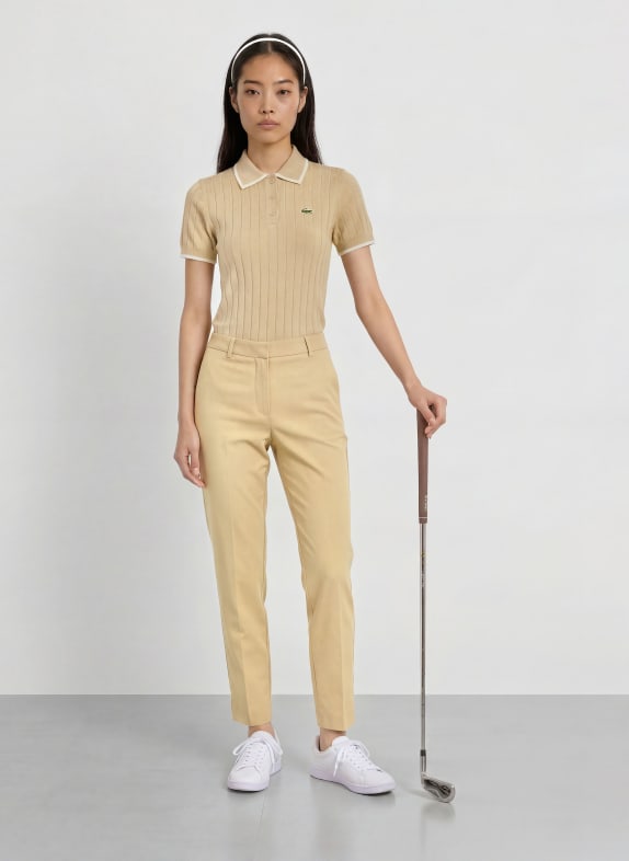 LACOSTE Functioneel poloshirt BEIGE / WIT