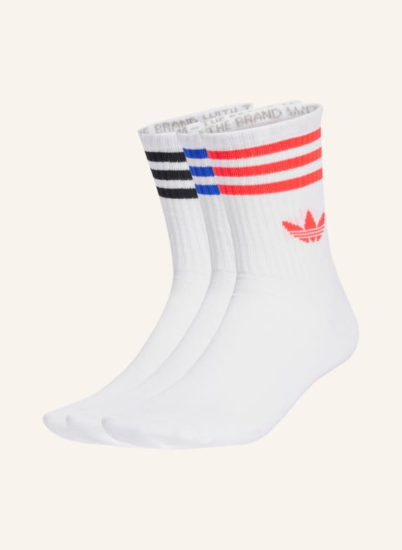 adidas Originals 3-pack sokken 3-STREEP CREW WIT / ROOD / BLAUW