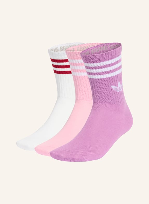 adidas Originals 3-pack sokken 3-STREEP CREW WIT / ROZE / LICHTPAARS
