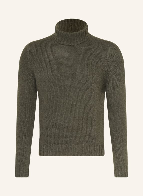 FEDELI Rollkragenpullover mit Cashmere OLIV