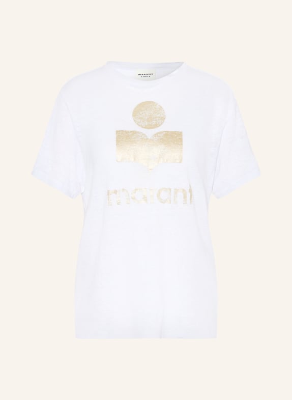 MARANT ÉTOILE T-Shirt ZEWEL aus Leinen WEISS / GOLD