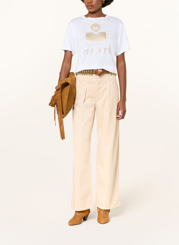 MARANT ÉTOILE T-shirt ZEWEL van linnen WIT / GOUD