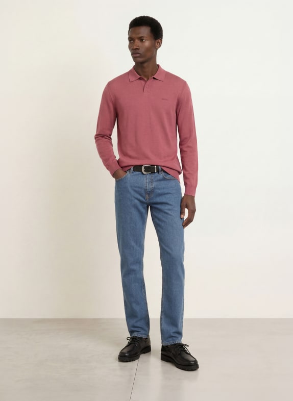 BOSS Strikket poloshirt ASAC GAMMELROSA