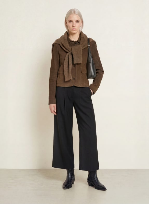 SELECTED Lederblazer DUNKELBRAUN