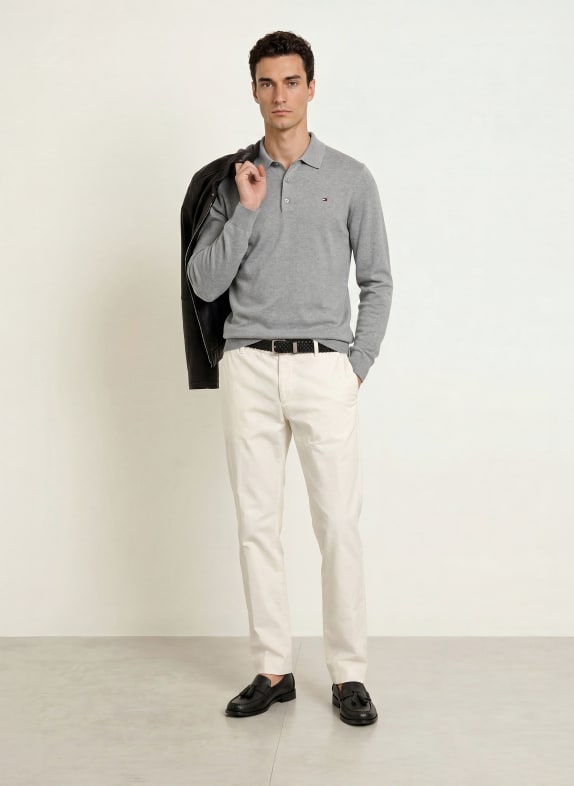 TOMMY HILFIGER Knitted polo shirt GRAY
