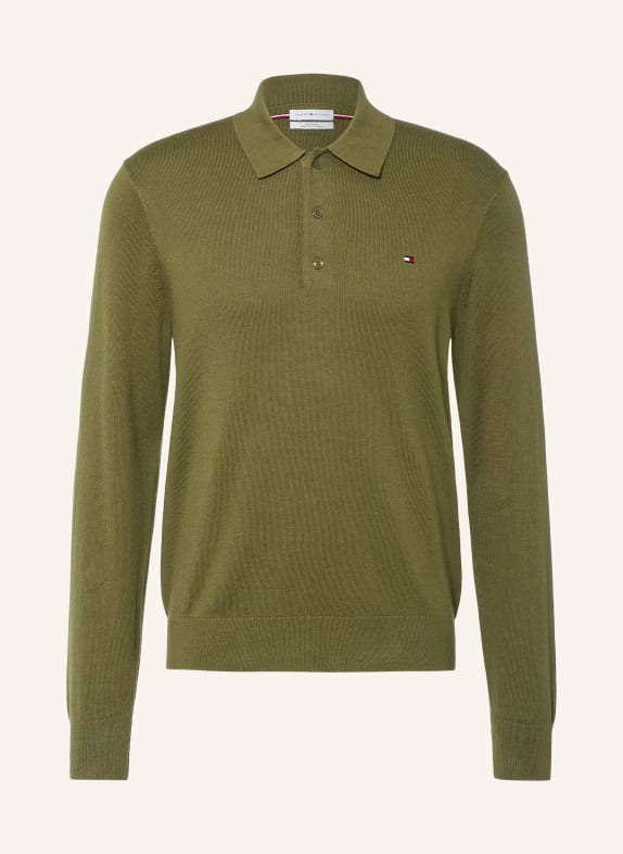 TOMMY HILFIGER Strick-Poloshirt DUNKELGRÜN