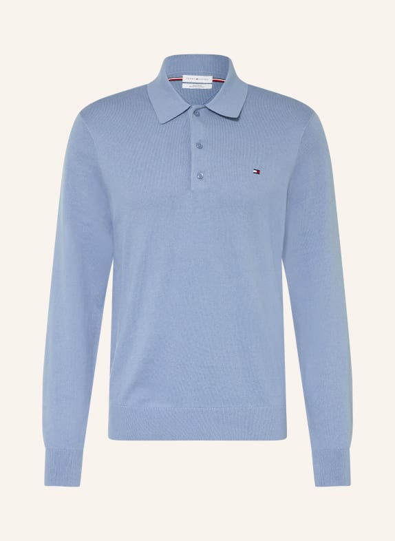 TOMMY HILFIGER Strick-Poloshirt HELLBLAU