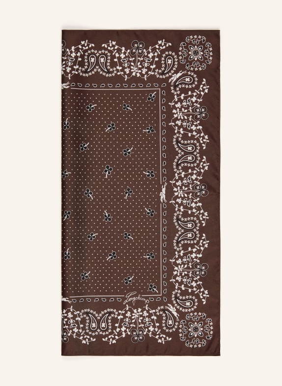 LONGCHAMP Seidentuch FRENCH BANDANA DUNKELBRAUN / WEISS / SCHWARZ
