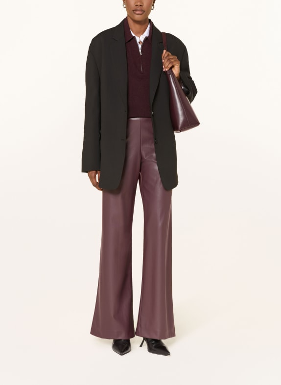 SEDUCTIVE Pantaloni Marlene KIMBERLY cu aspect de piele ROȘU ÎNCHIS