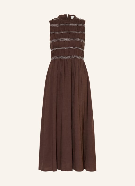 NEO NOIR Kleid ATIKA mit Rüschen DUNKELBRAUN / WEISS