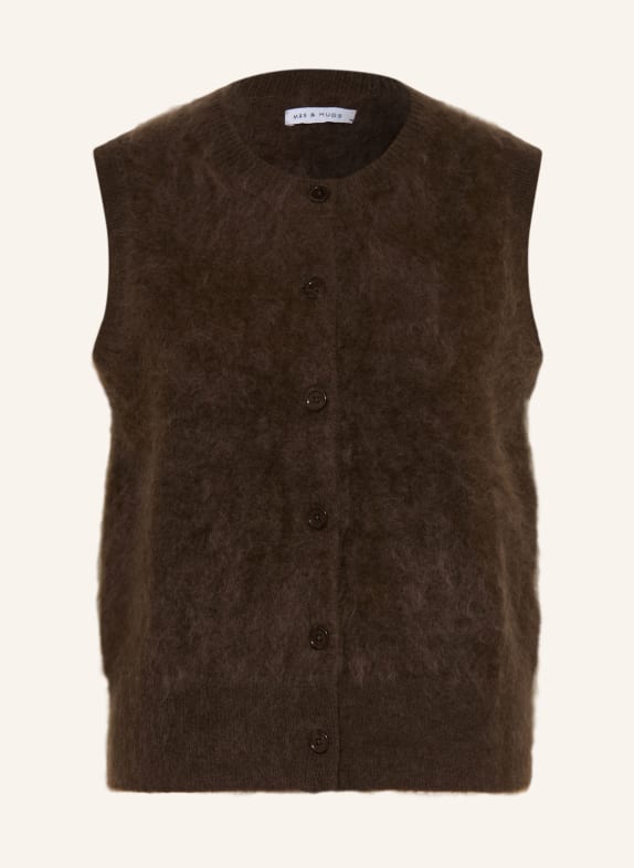 MRS & HUGS Gilet en cachemire tricoté MARRON FONCÉ
